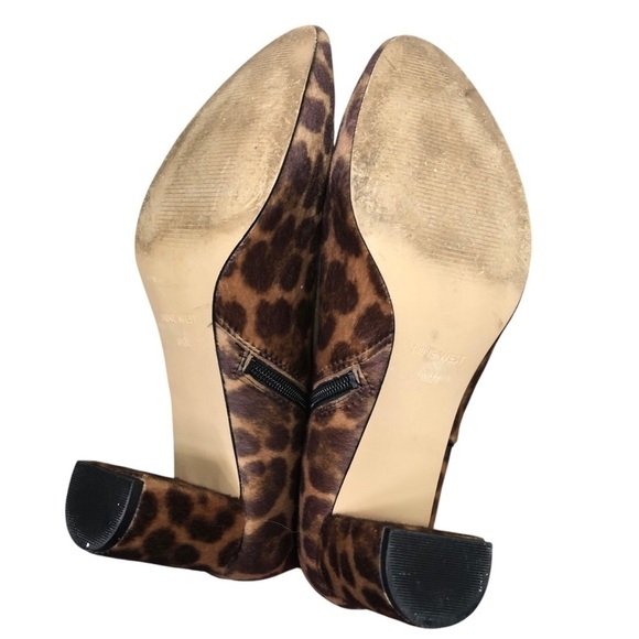 Nine West Leopard Faux Fur Boots Women's 8.5 Block Heel Midcalf Mob Wife Classic - Picture 5 of 7